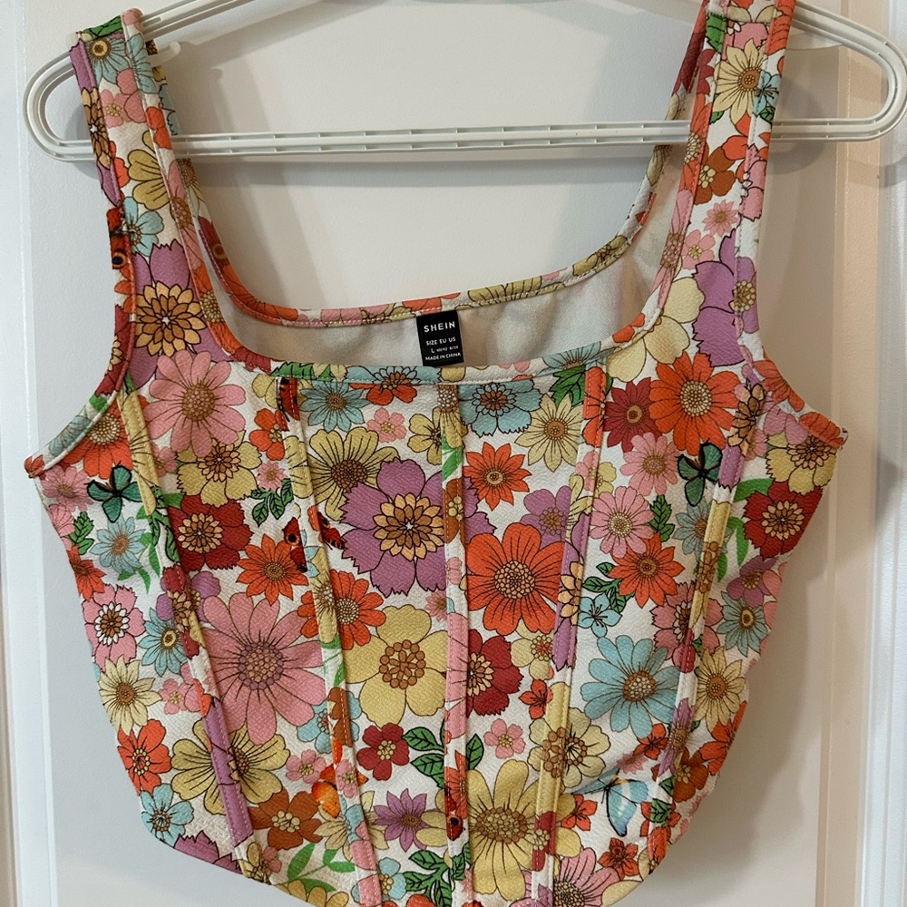 SHEIN Pink and Orange Bustier Tank Top
